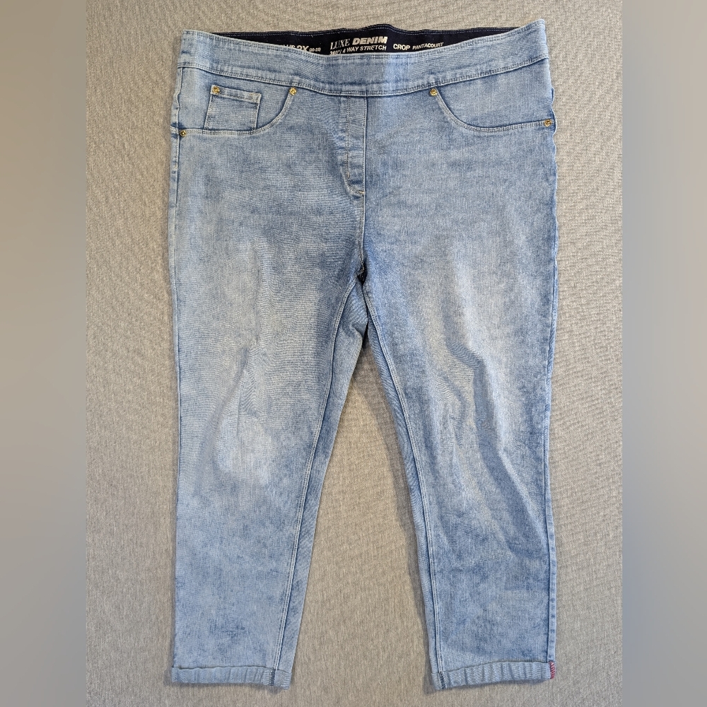 Nygard Luxe Denim 360 Cropped Jeans Women's Plus 2X (20-22) Washed Blue